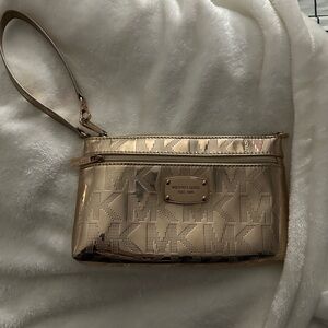 Rose Gold Metallic Michael Kors Wristlet